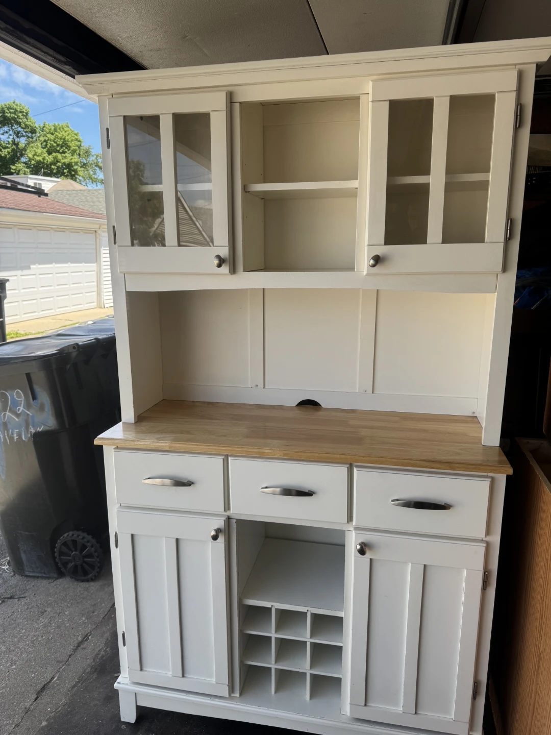 White Hutch with Wood Top
