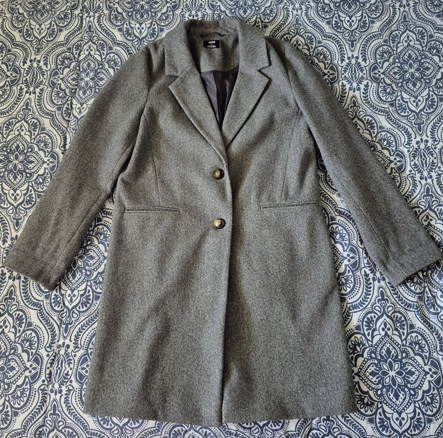 Ardene Grey Wool Blend Coat - Size L/G