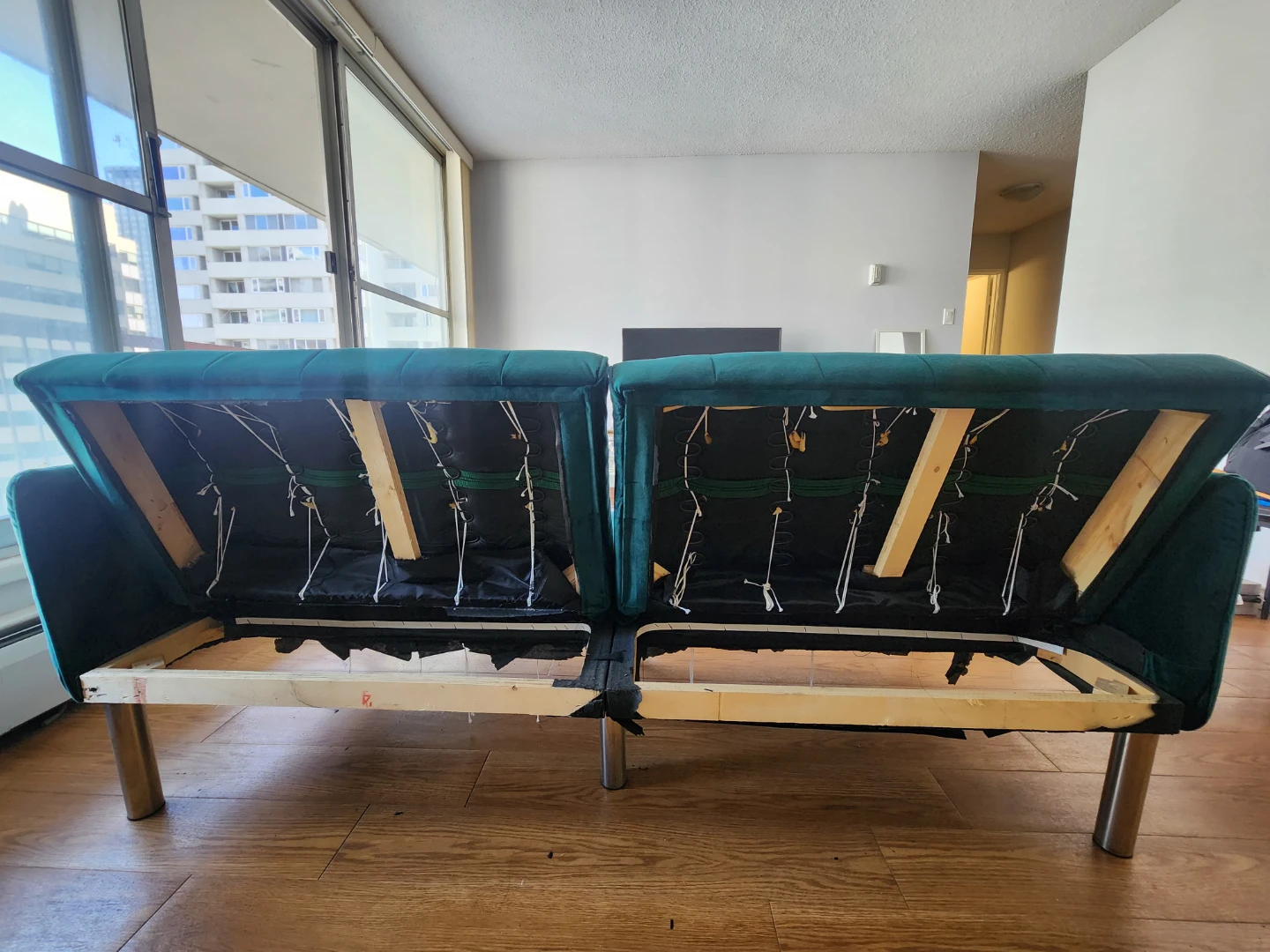 Green Teal Velvet Tufted Sofa bed - photo 4