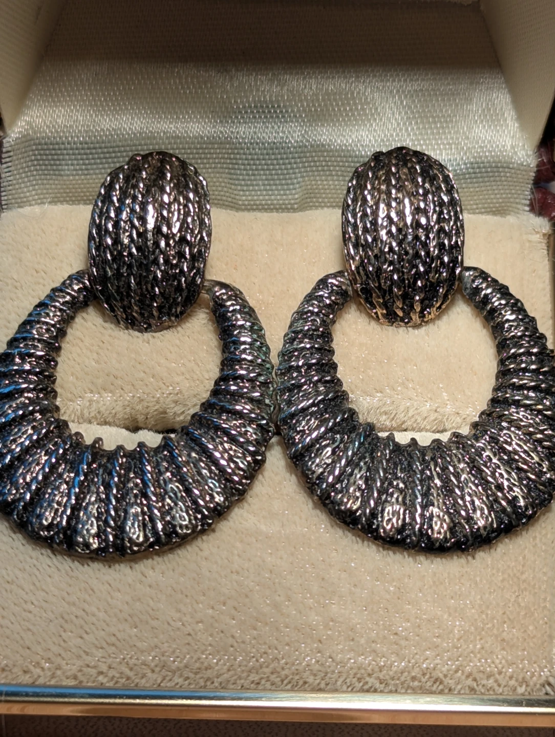 Textured Hoop Drop Earrings