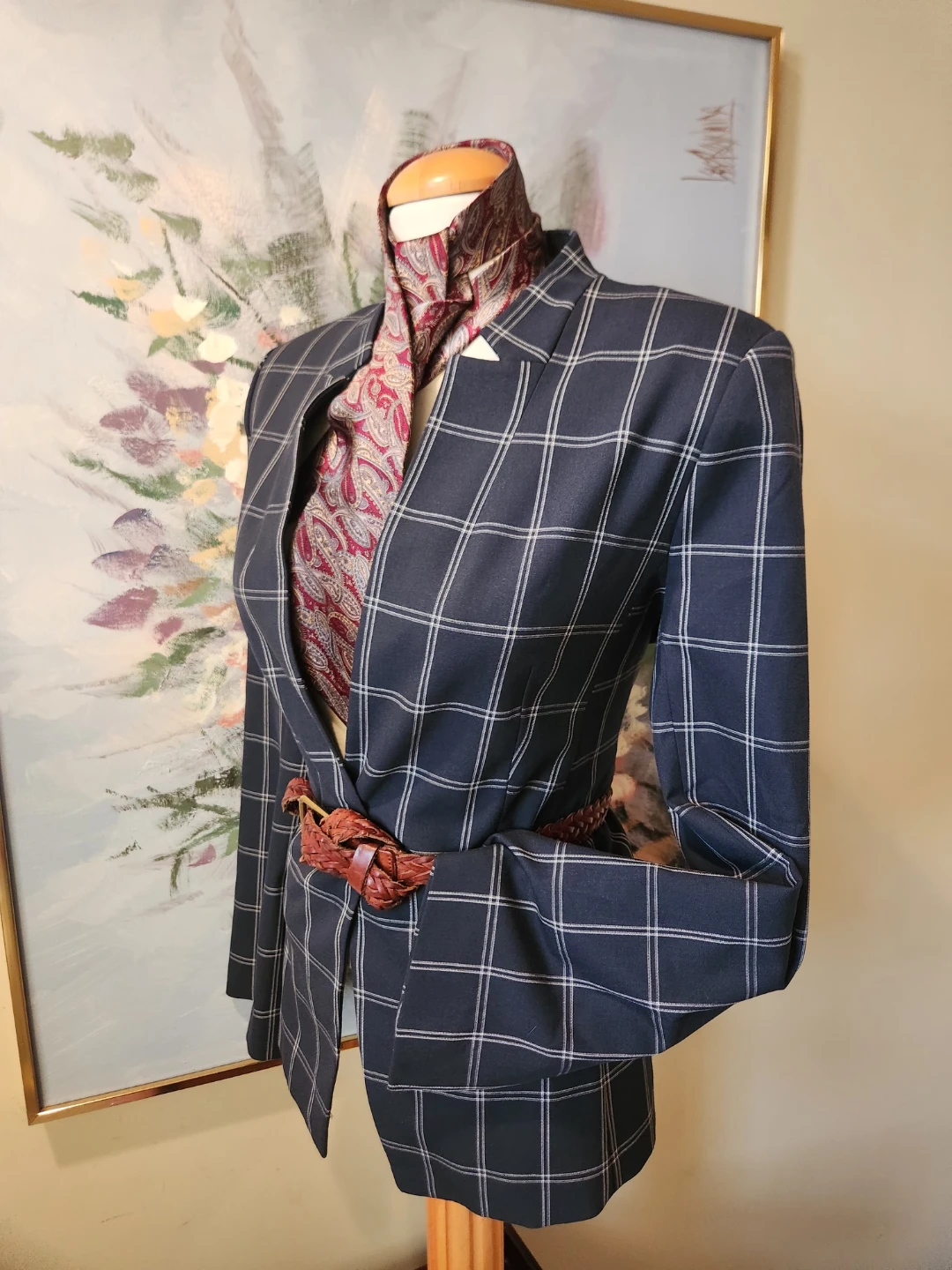 Banana Republic bell sleeve Blue Plaid Blazer - photo 3