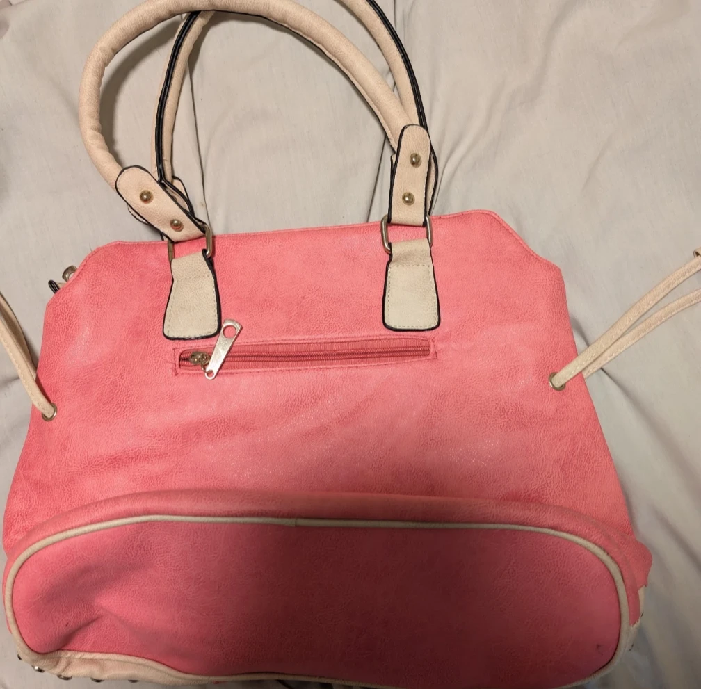 Pink and beige studded tote handbag - photo 2