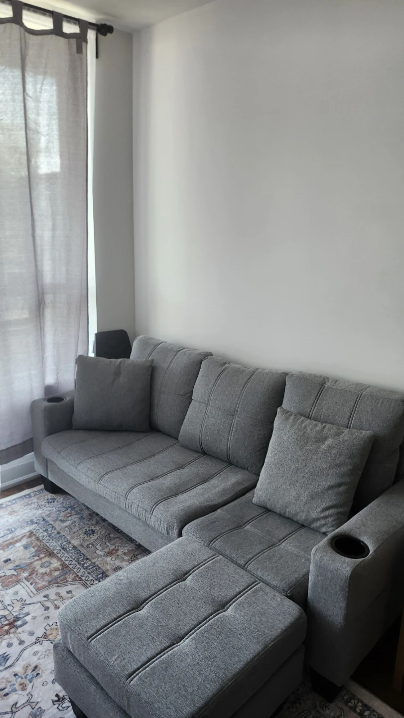 Grey Sectional Sofa with Ottoman