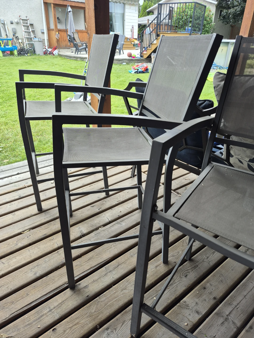 Set of 4 Grey Outdoor Bar Stools
