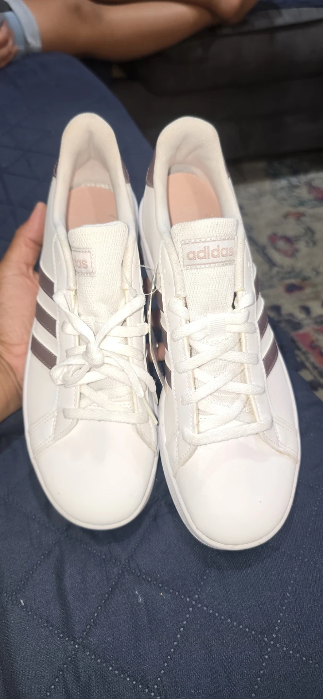 Adidas Grand Court K Tennis Shoes White Brown Size 6