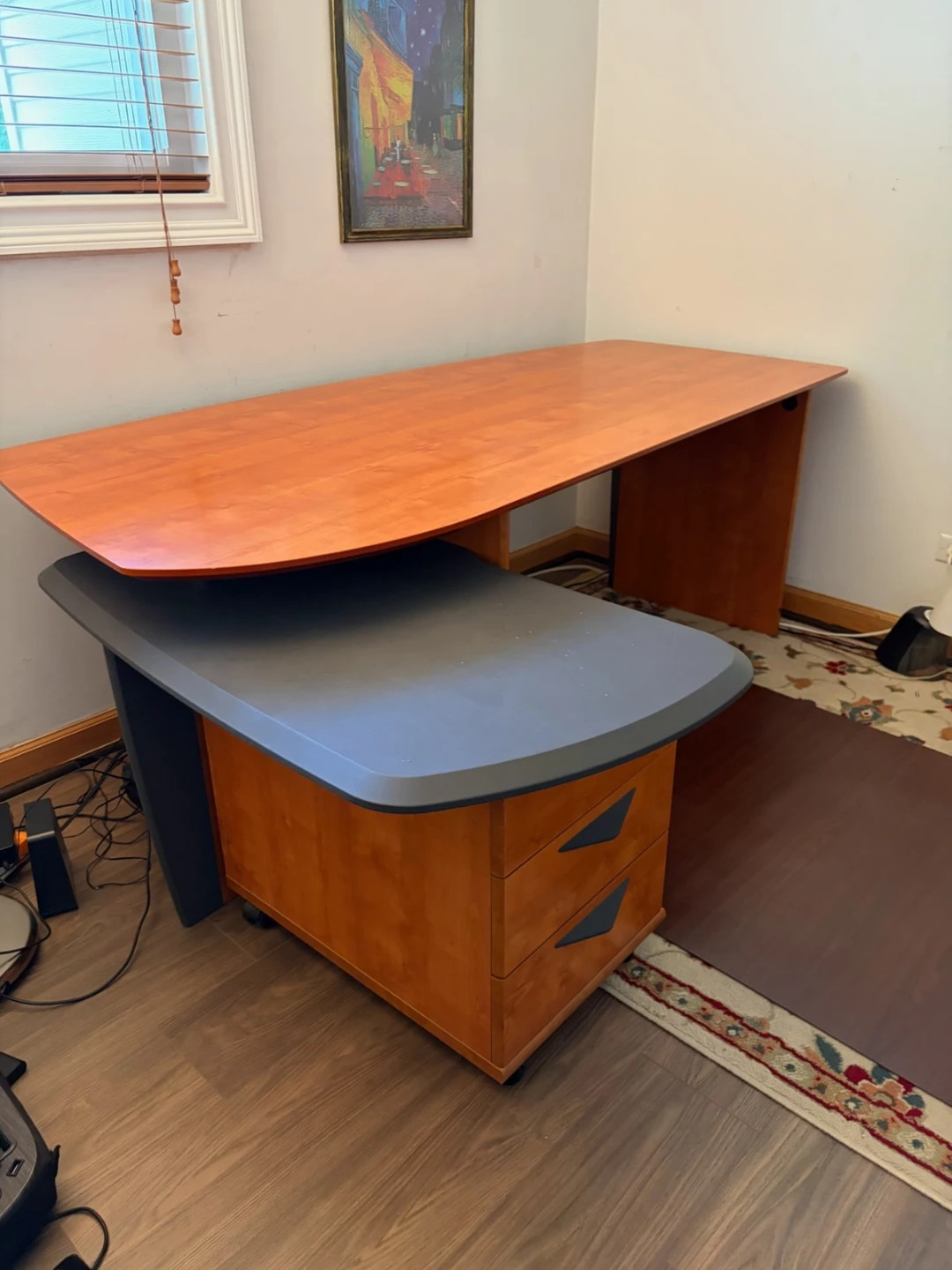 Contemporary Office Desk with Rolling Filing Cabinet - photo 2