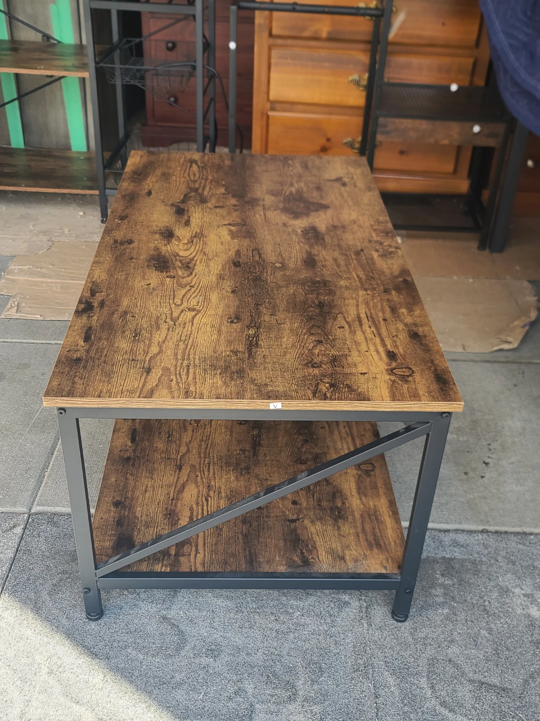 Rustic Wood Coffee Table with Shelf - photo 2