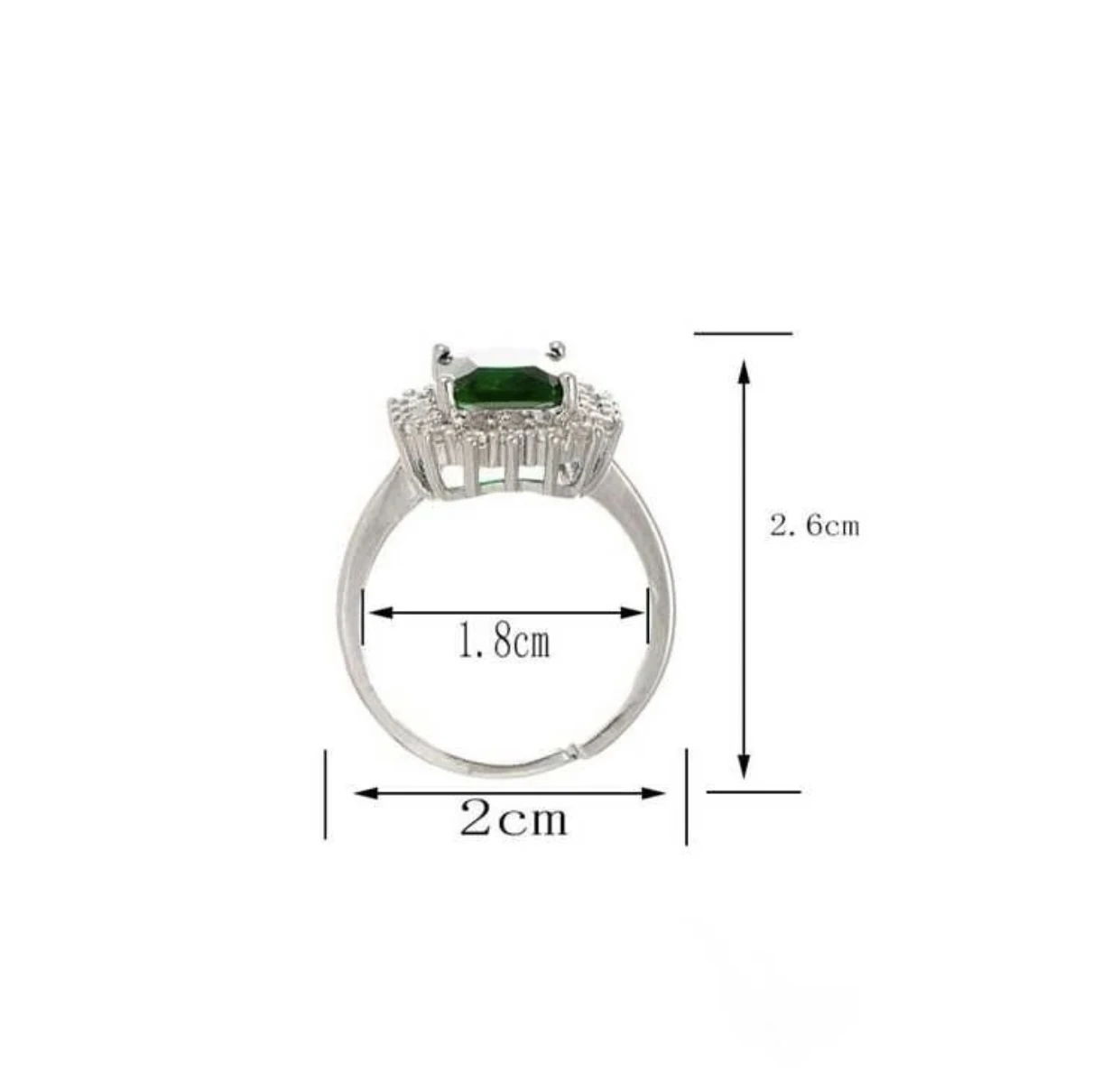 Emerald Cut Green Gem Ring Silver Tone - photo 3