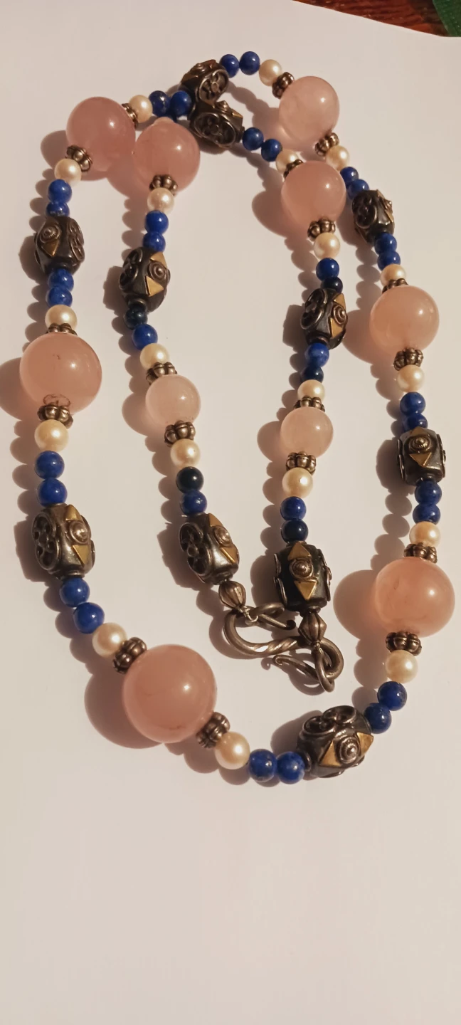 Rose Quartz, Lapis Lazuli, and Freshwater Pearls Necklace - photo 4