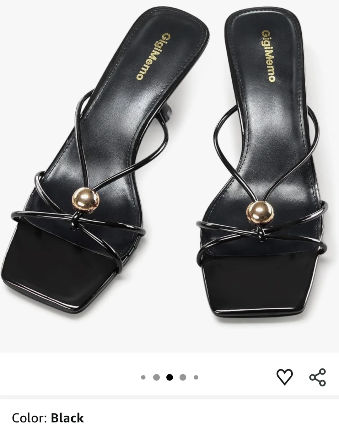 GigiMemo Women's Black Strappy Heeled Sandals