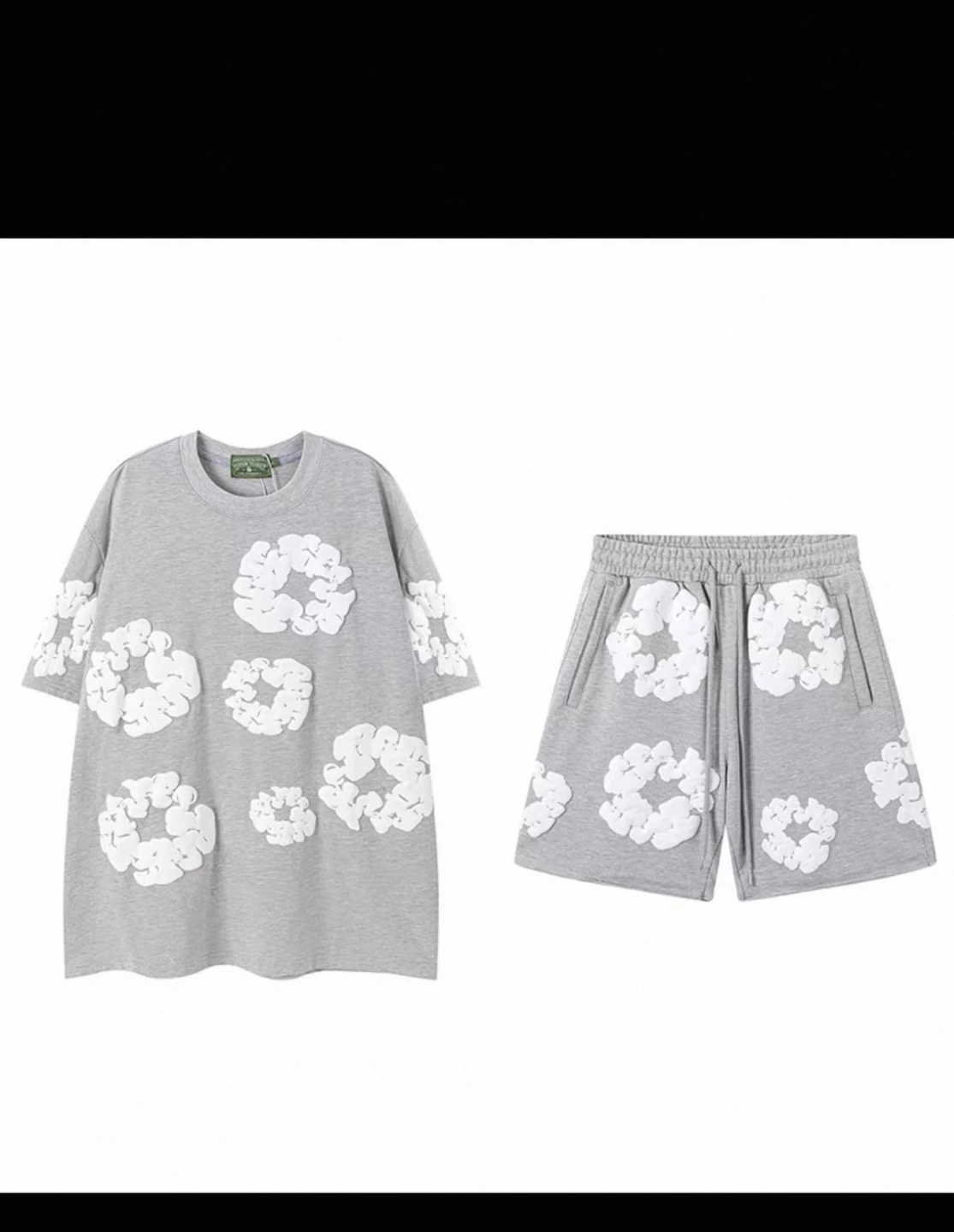 3D Floral Print T-Shirt and Shorts Set