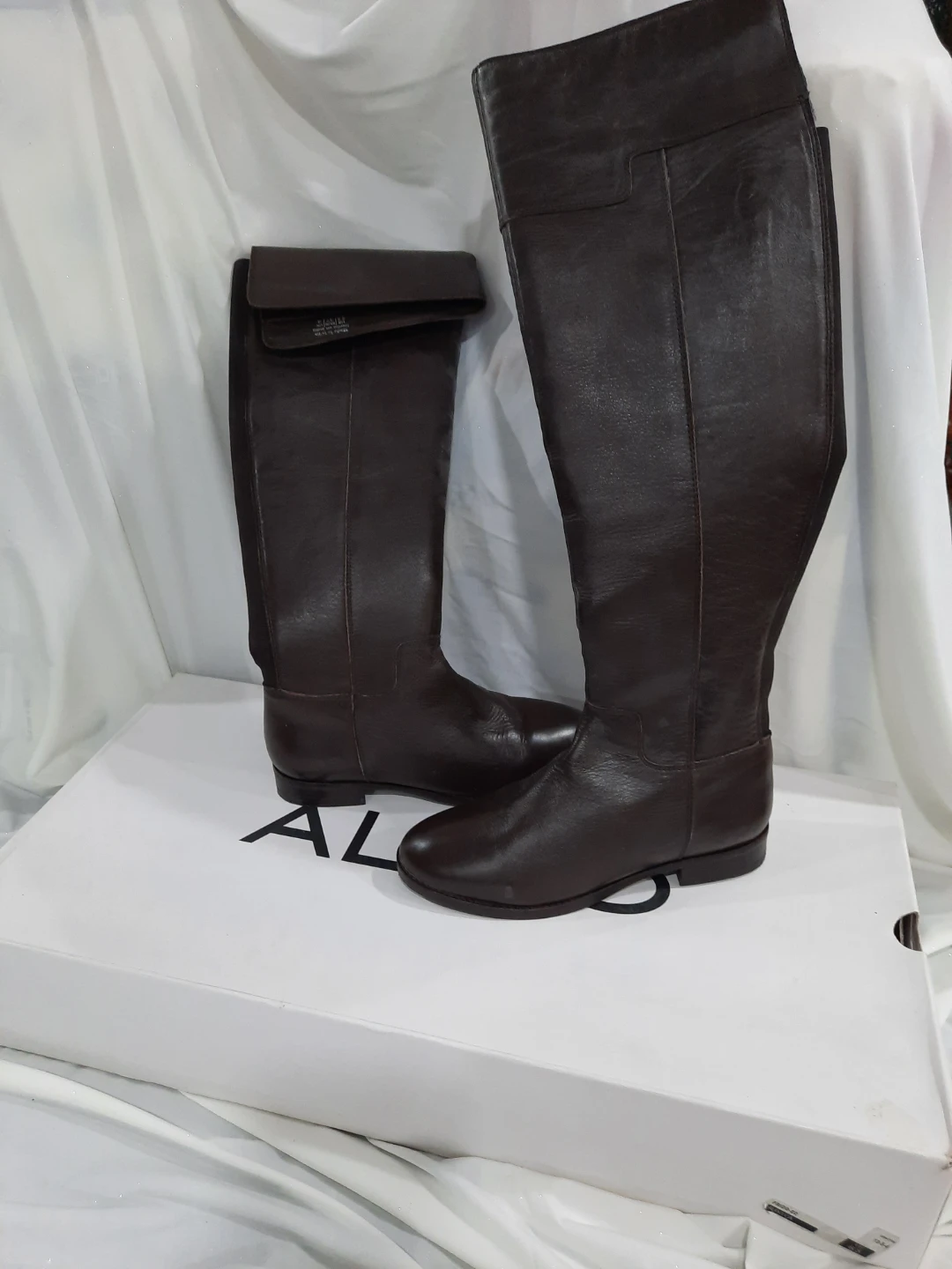 NEW ALDO FRIDO Women's Brown Leather Knee-High Boots