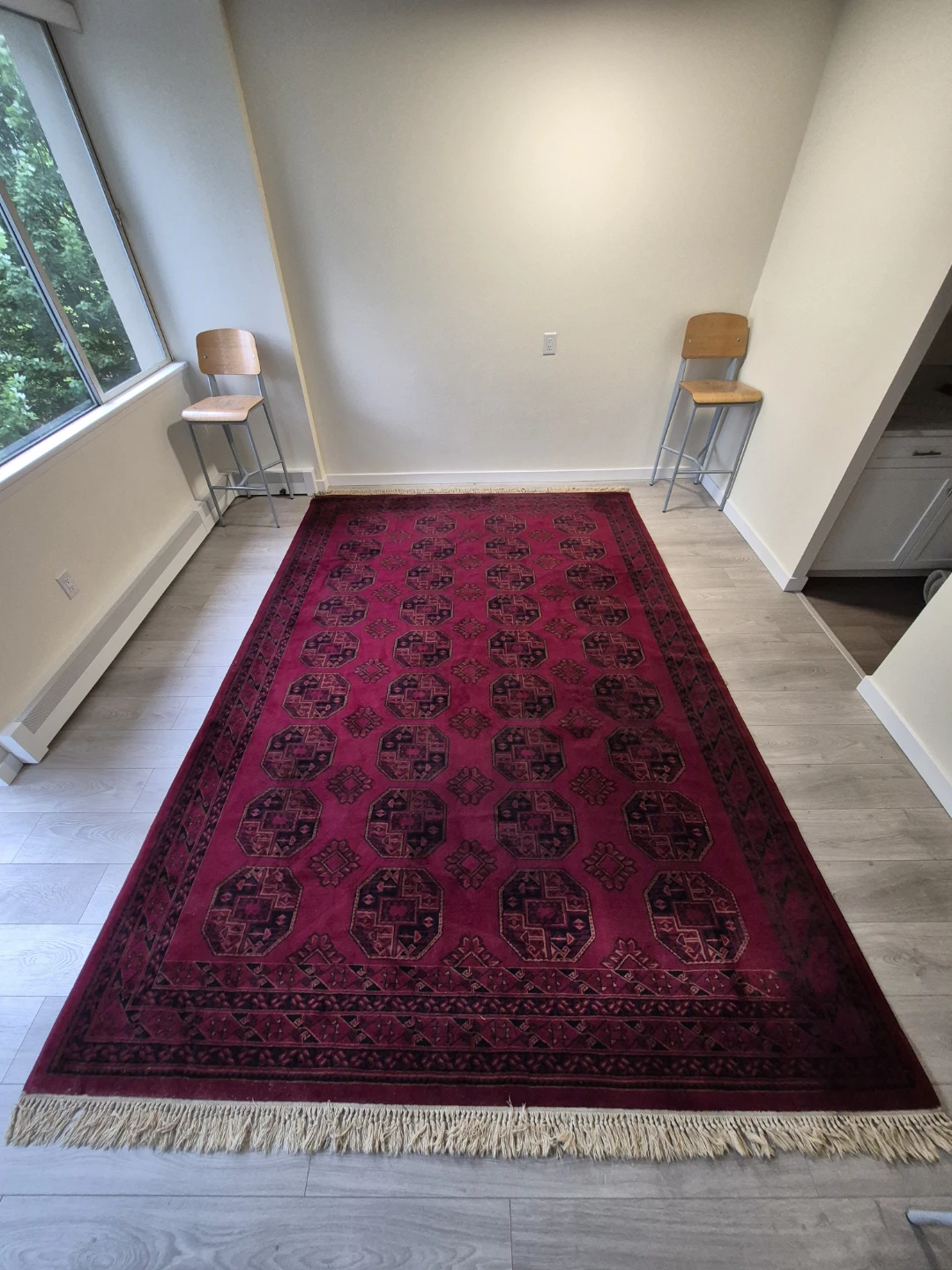 Bokhara Style Persian Rug Deep Crimson Red