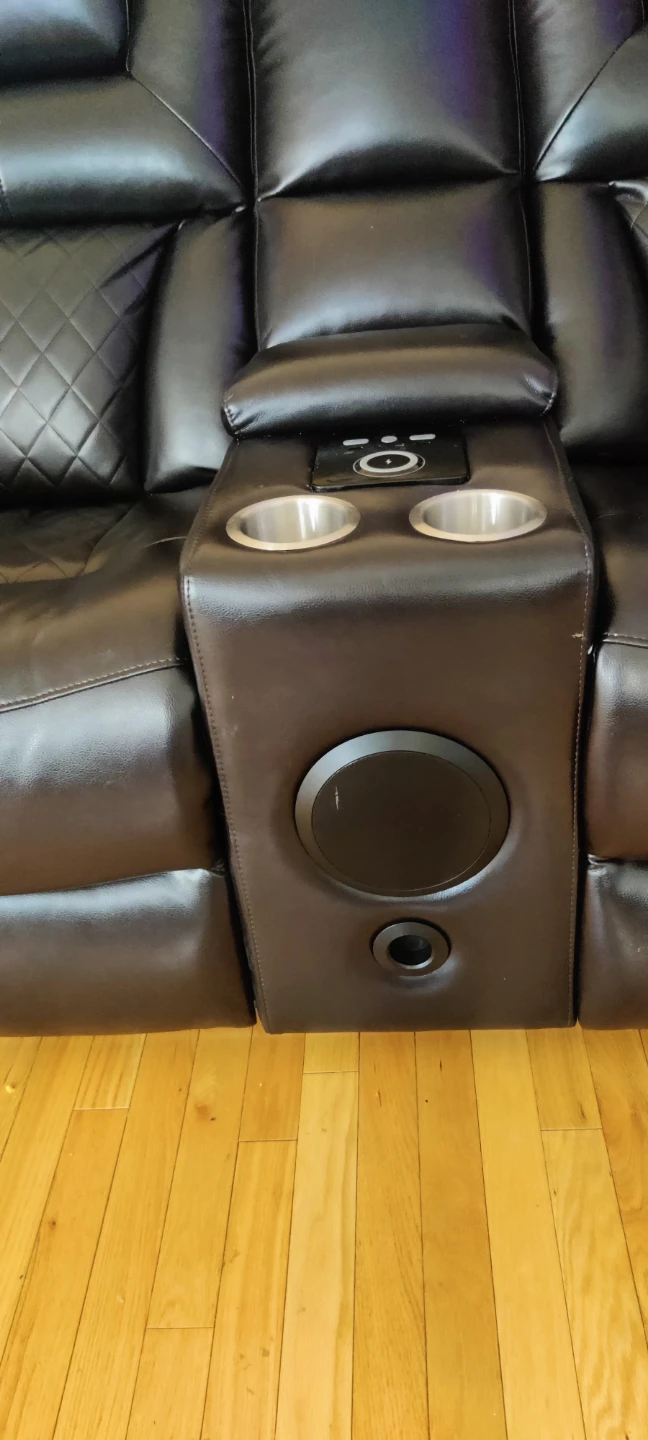 Black Faux Leather Loveseat recliner both - photo 4