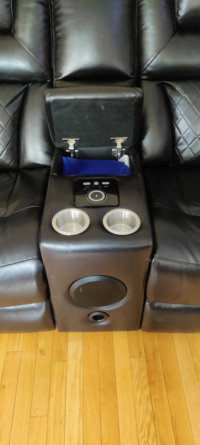 Black Faux Leather Loveseat recliner both - photo 5