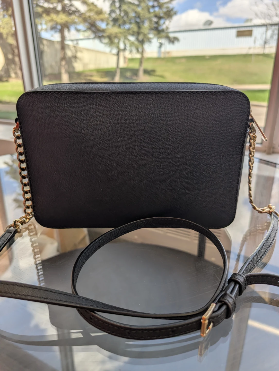 Michael Kors Black Leather Crossbody Bag with Gold Chain - photo 2