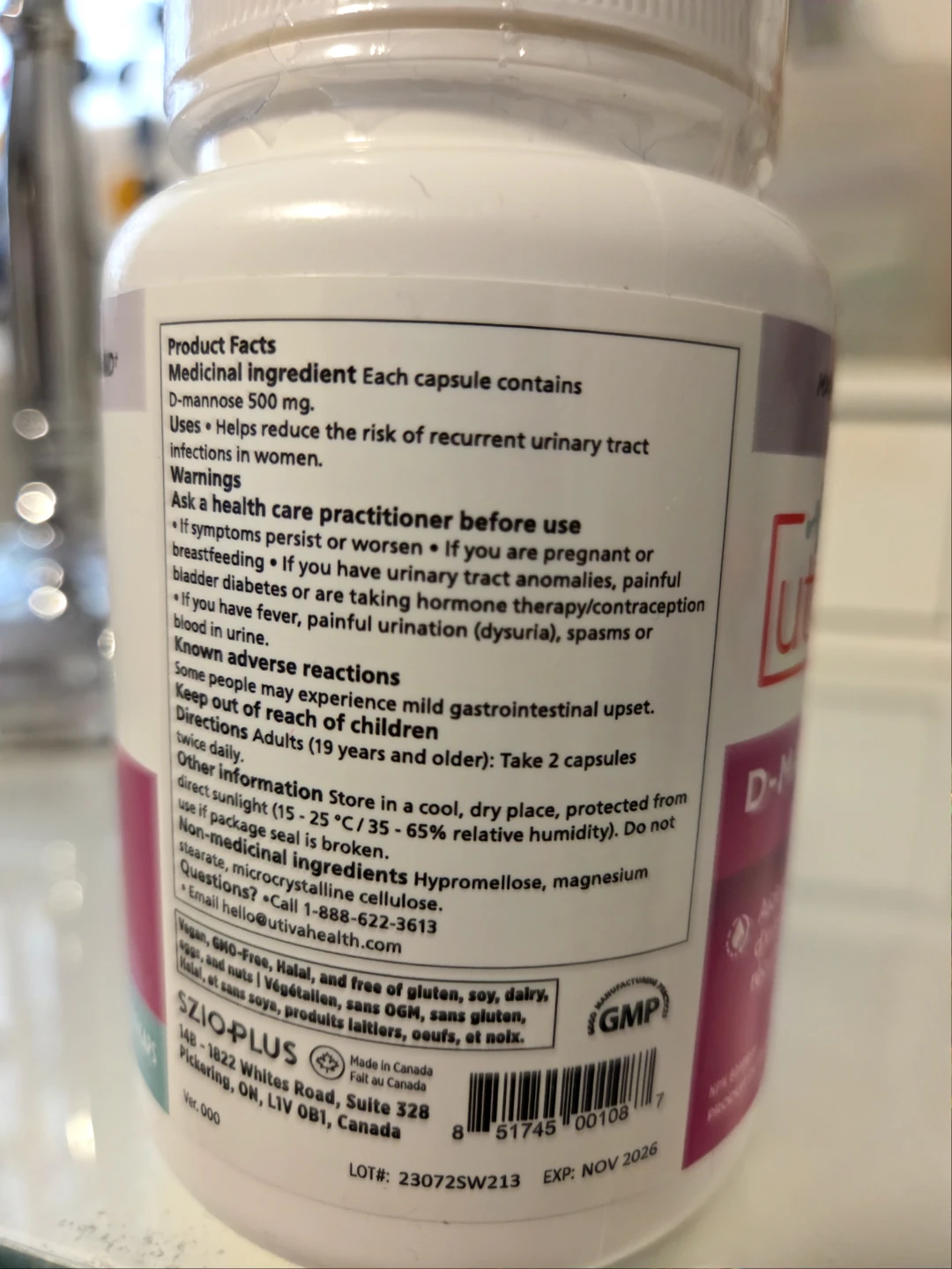 Brand New / Sealed Utiva D-Mannose 120 Vegicaps - photo 3