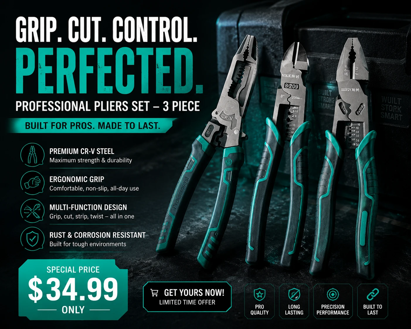 Professional Pliers Set - 3 Piece