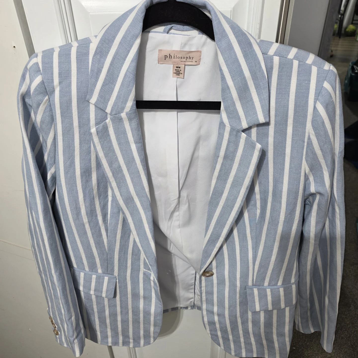 Philosophy Striped Blazer - Blue & White, Size M