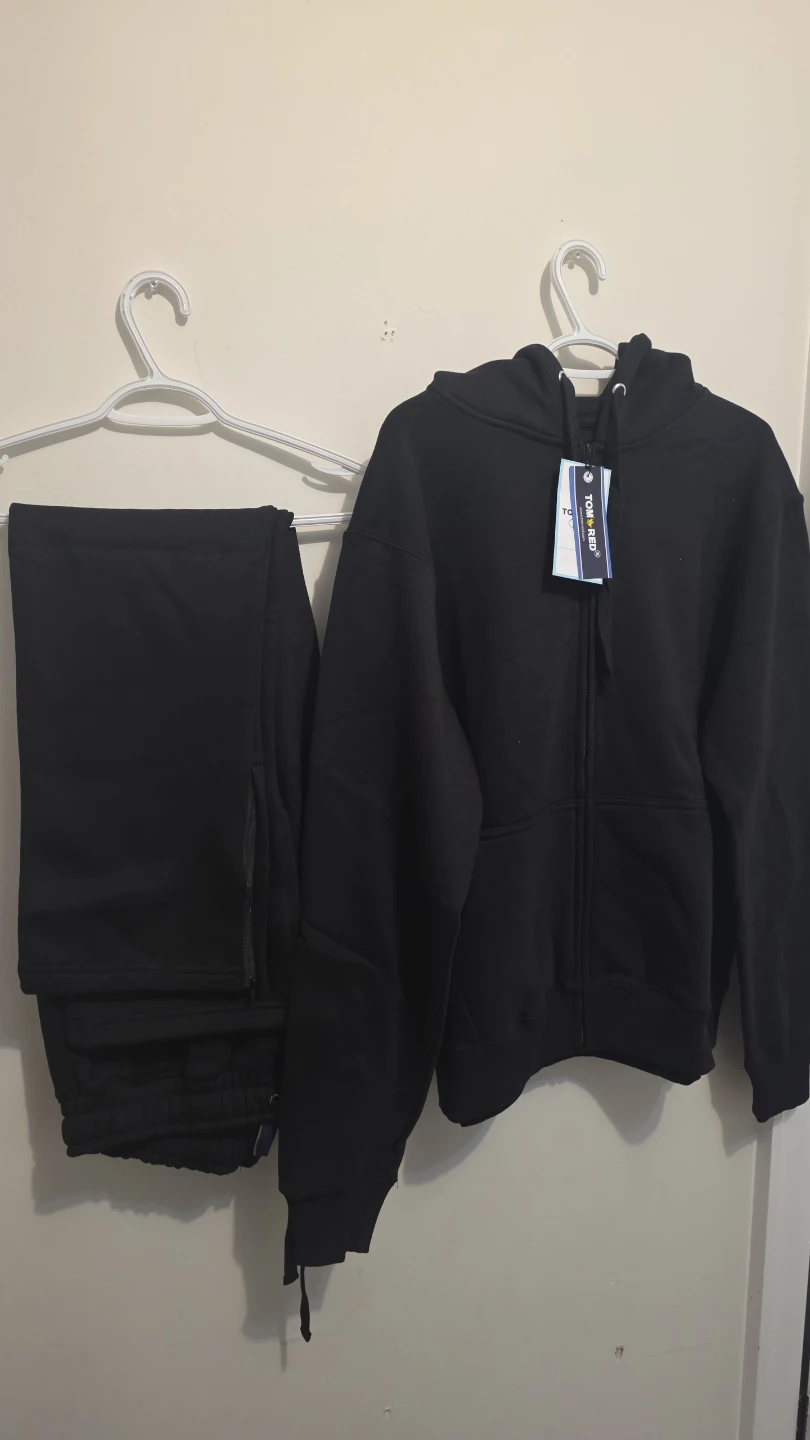 Black Zip-Up Hoodie and Sweatpants track suit  Set