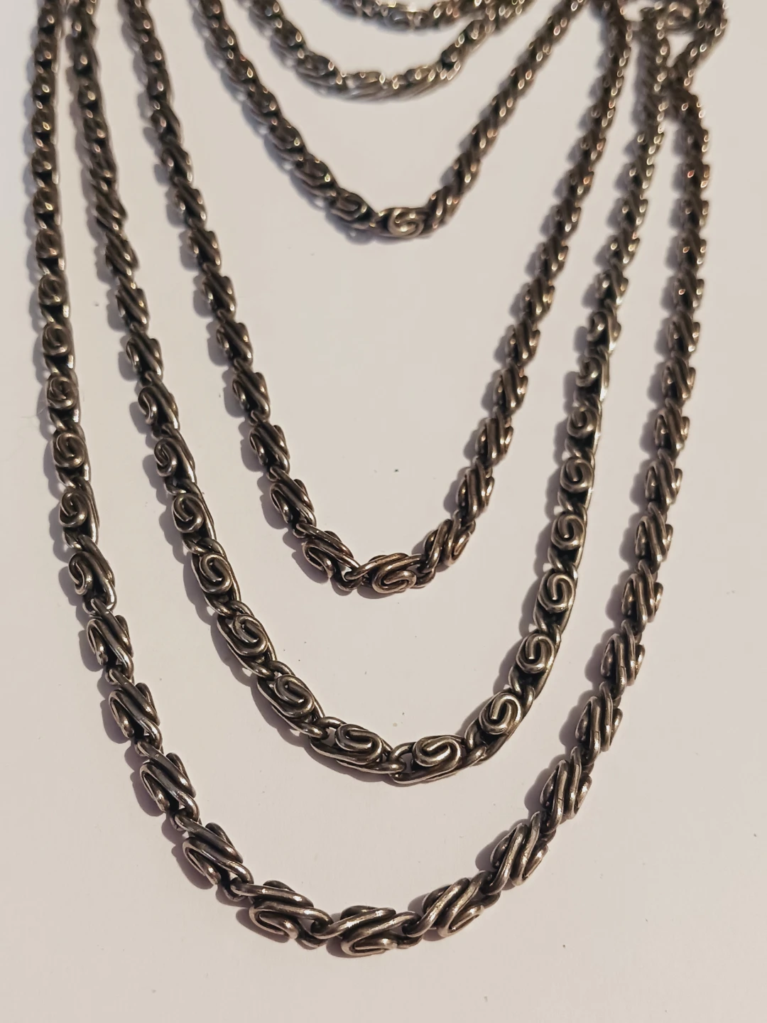 New !!  Silver Tone Twisted Link Long Chain Necklace - photo 3