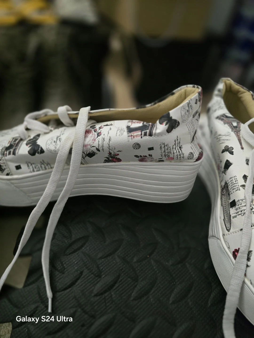White Canvas Sneakers with Parisian Print - photo 3