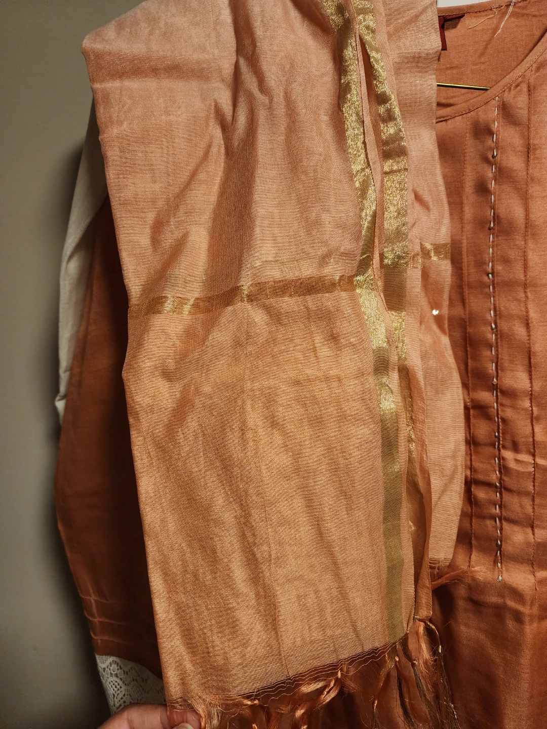 Orange Embroidered Kurta with Dupatta Set - photo 4