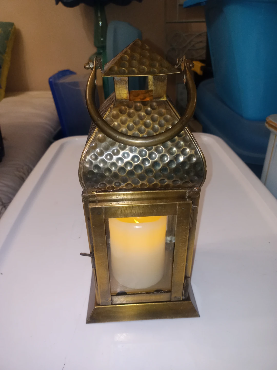 Lantern With Battery Powered Candle