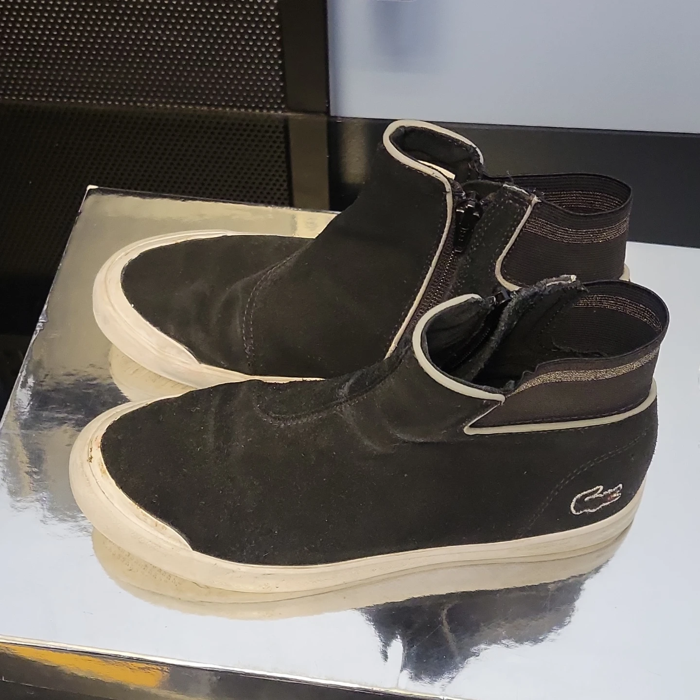 Lacoste Black Suede High Top Sneakers with Zipper - photo 3