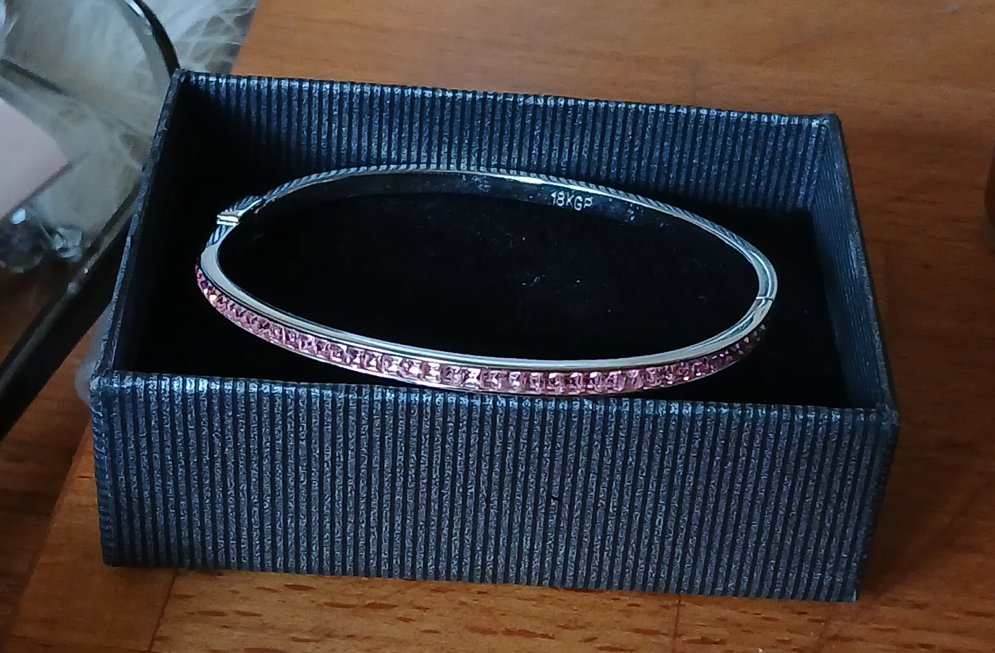 18KGP Pink Crystal Bangle Bracelet