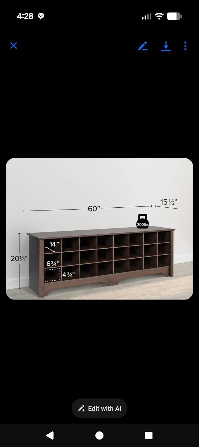 Prepac 24 Pair Shoe Storage Cubby Bench, Espresso - photo 2