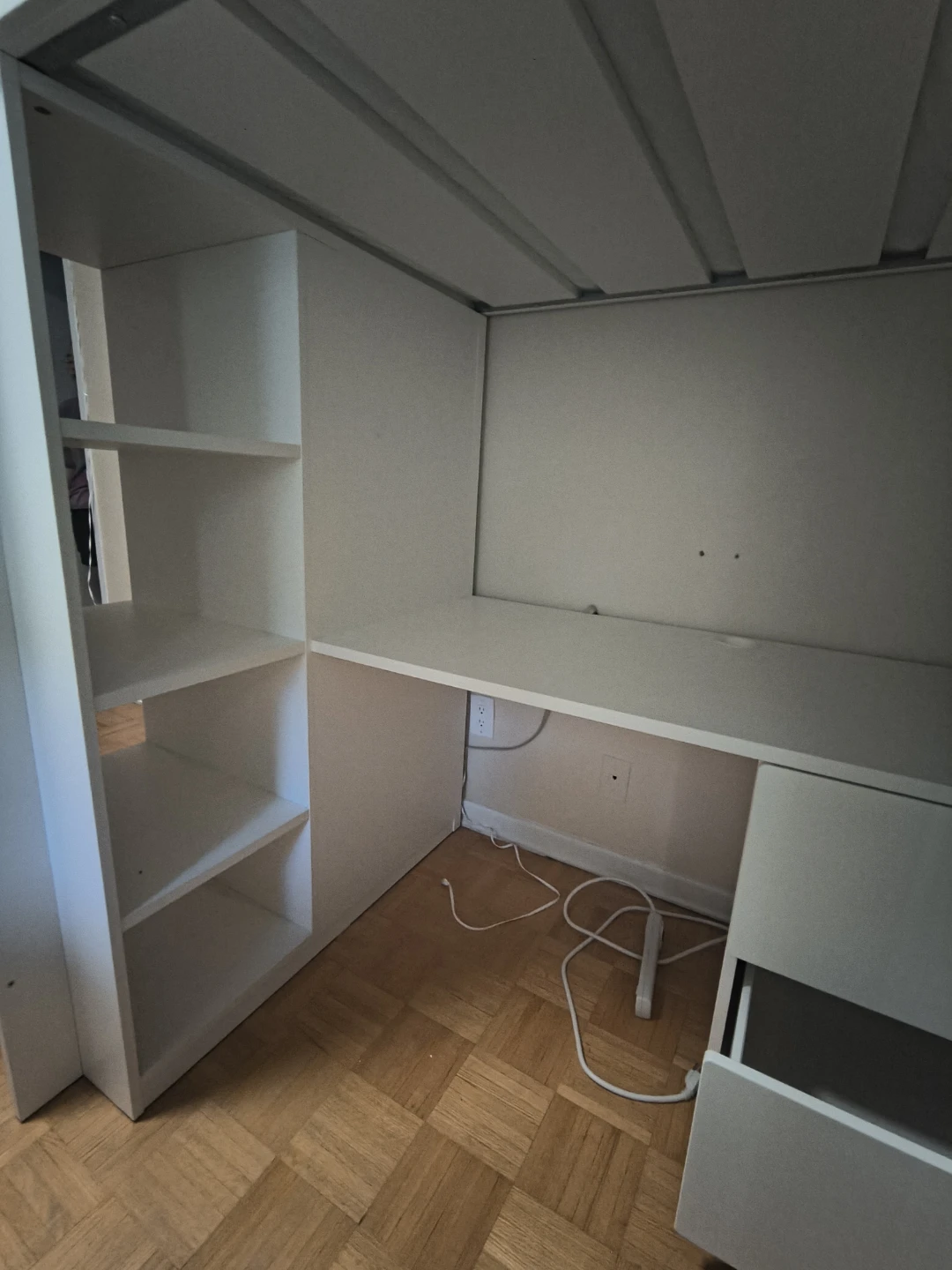 IKEA White Loft Bed with Desk and Storage - photo 3