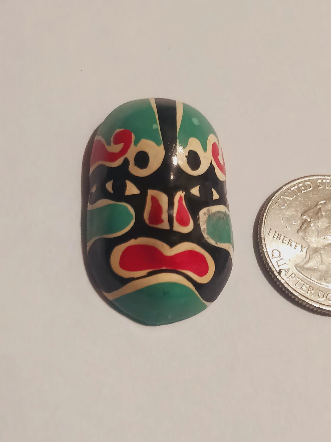 Hand-painted Wooden Mask Brooch - photo 2