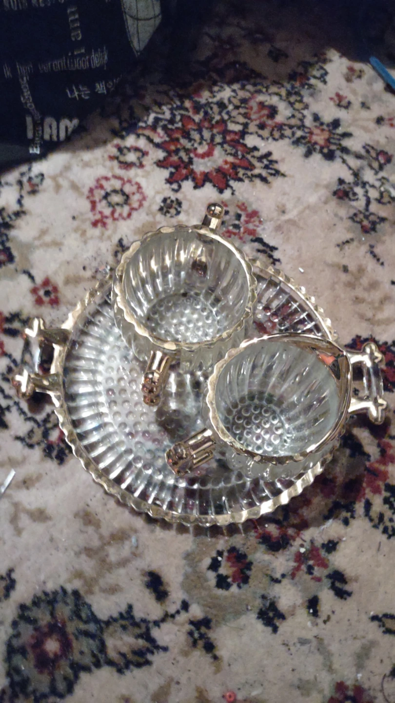 Glass and Gold Serving Set with Tray