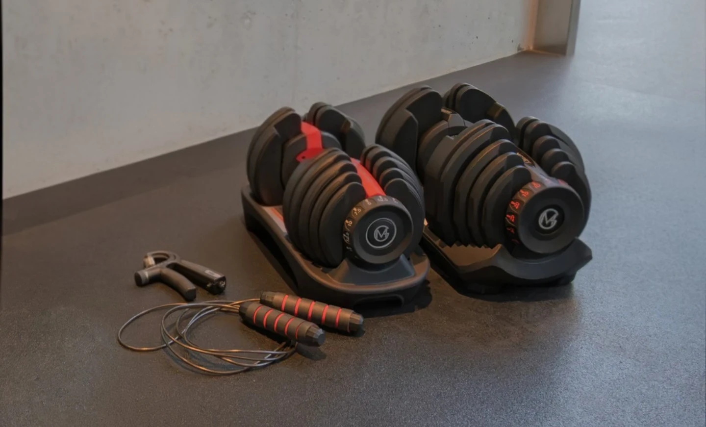 Adjustable Dumbbells with Jump Rope and Hand Grip Set
