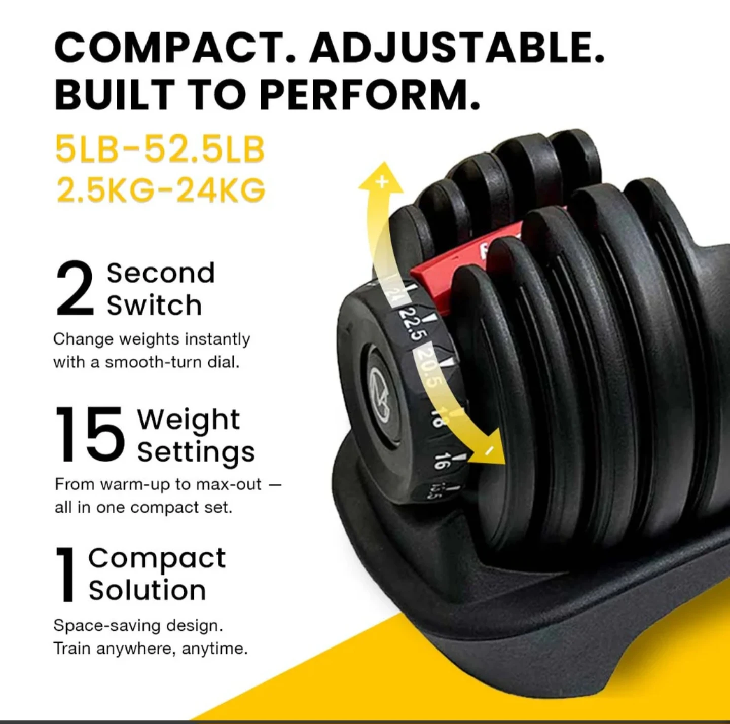 Adjustable Dumbbells with Jump Rope and Hand Grip Set - photo 2