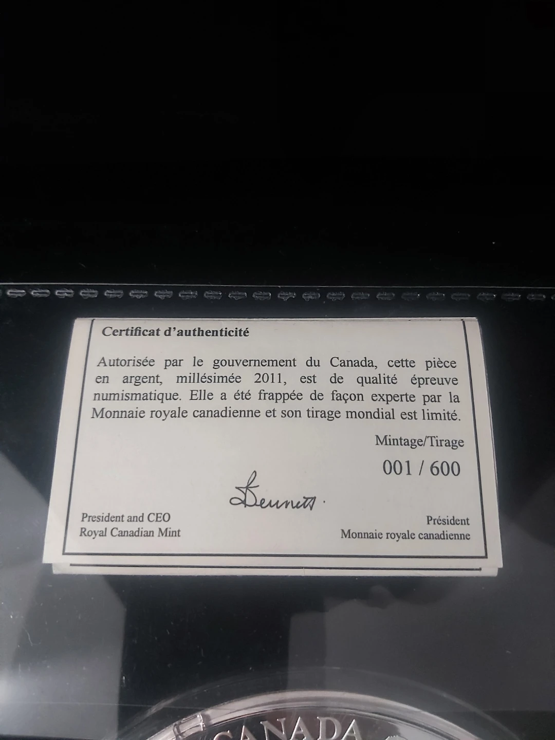 Royal Canadian Mint 2011 Fine Silver One Kilo Coin - photo 5