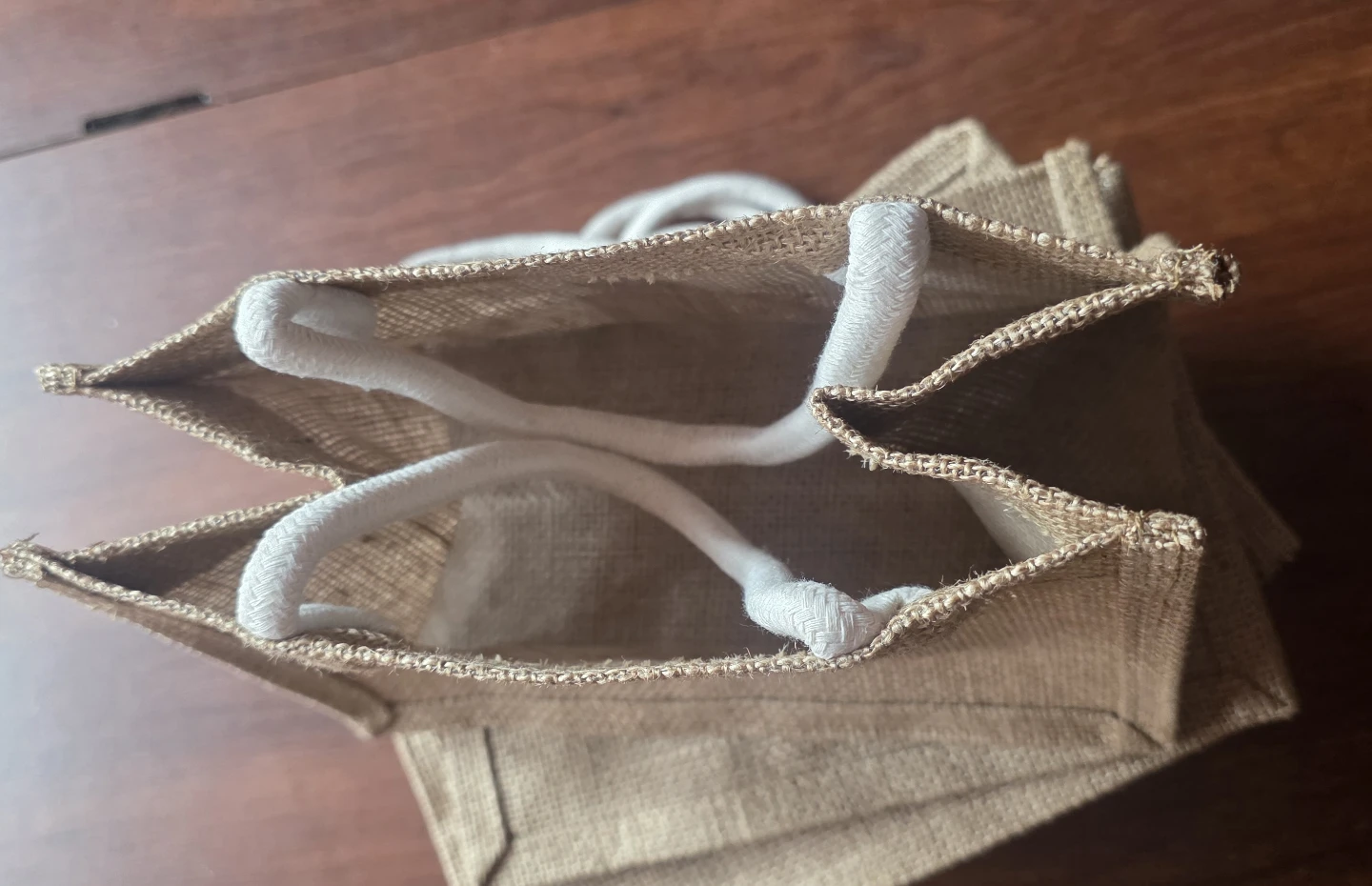 Set of 12 Burlap Gift Bags with Rope Handles - photo 3