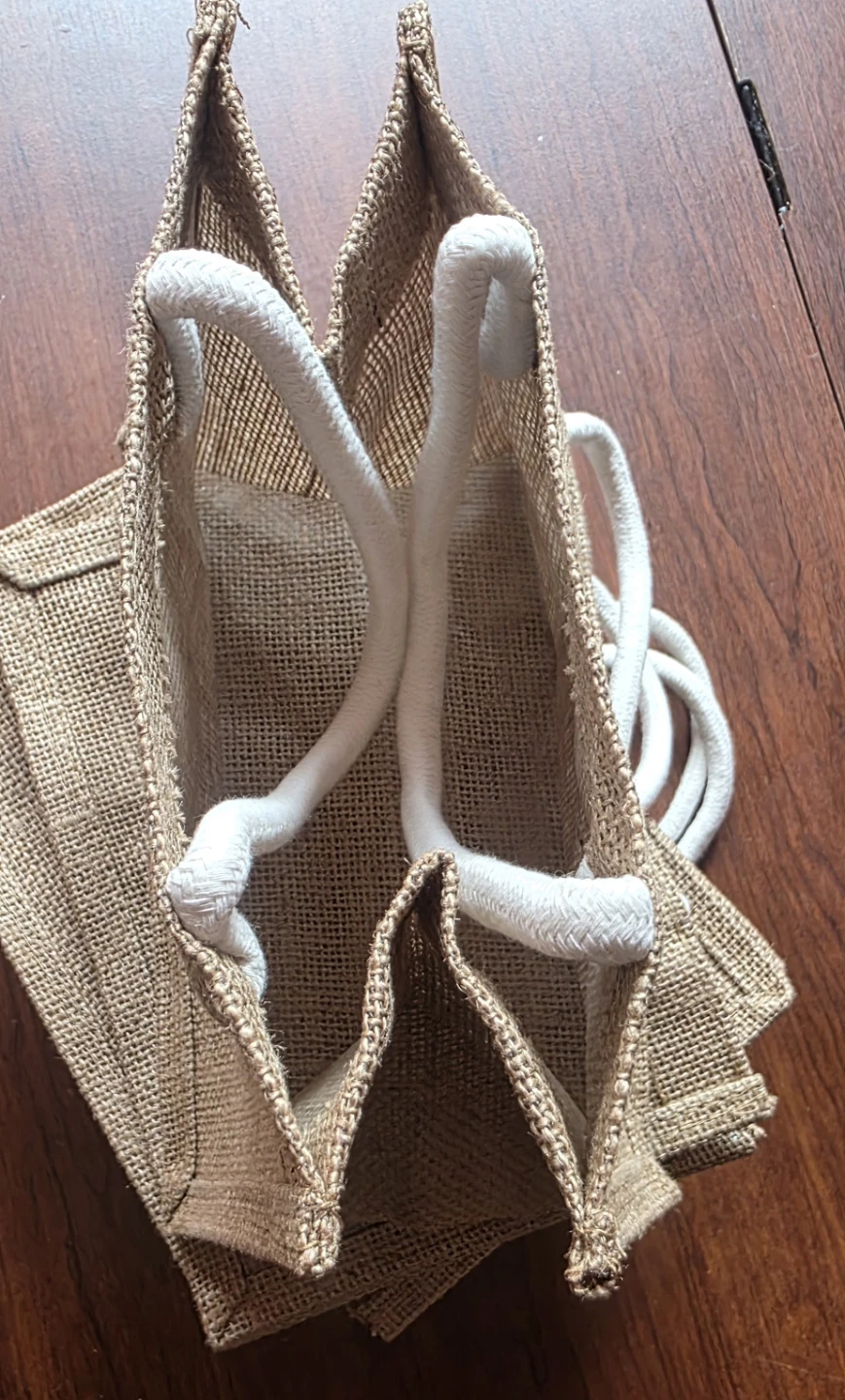 Set of 12 Burlap Gift Bags with Rope Handles - photo 4