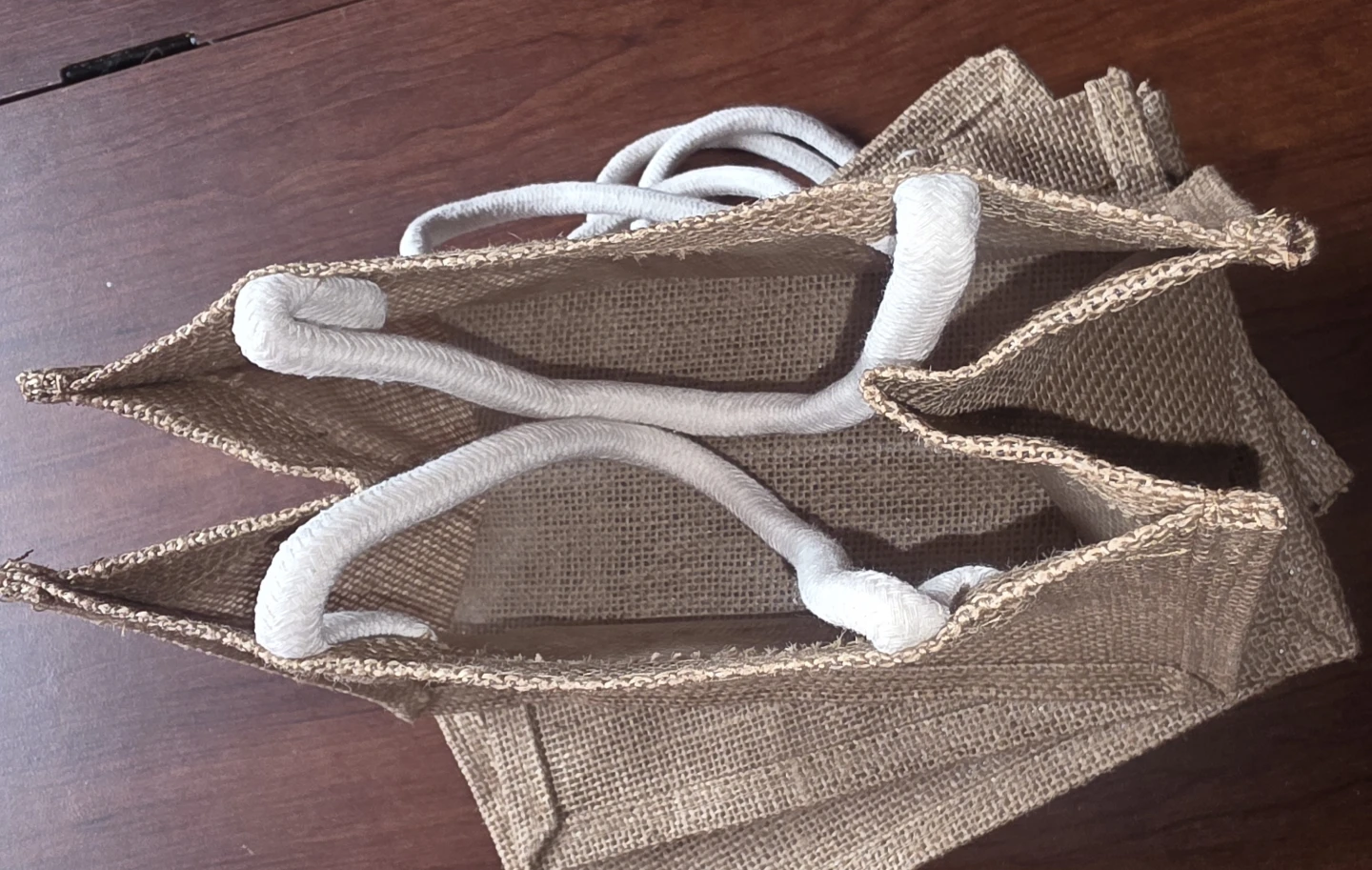 Set of 12 Burlap Gift Bags with Rope Handles - photo 5