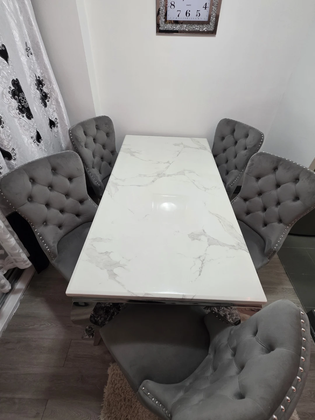 Marble Top Dining Table with 6 Chairs plus coffee table