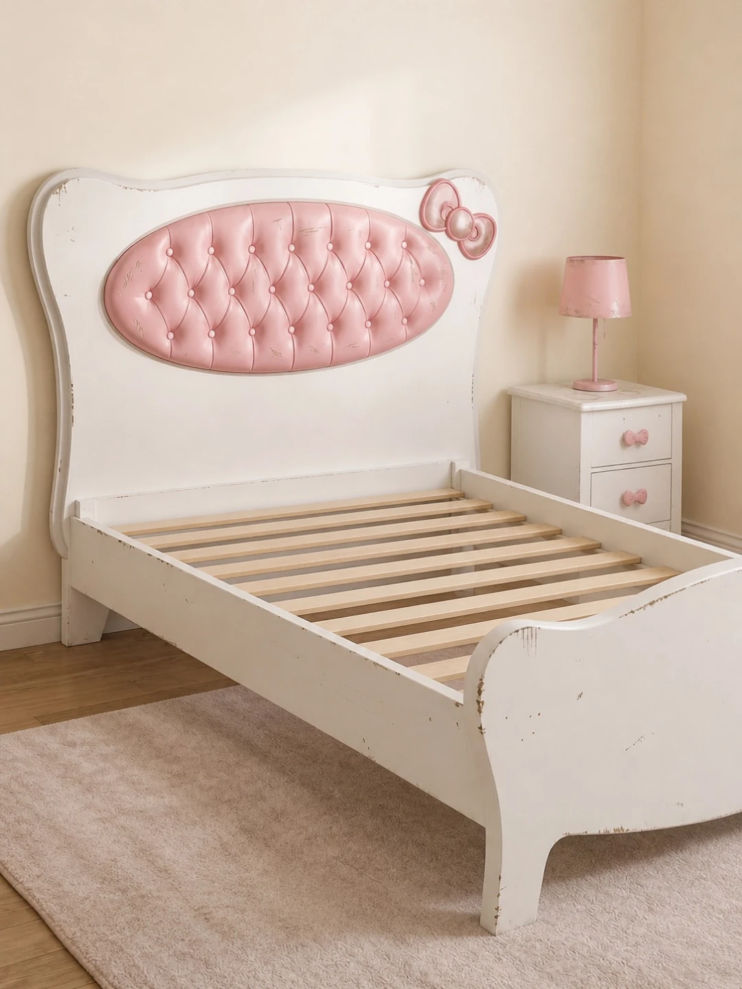 Pink and White Storage Ottoman