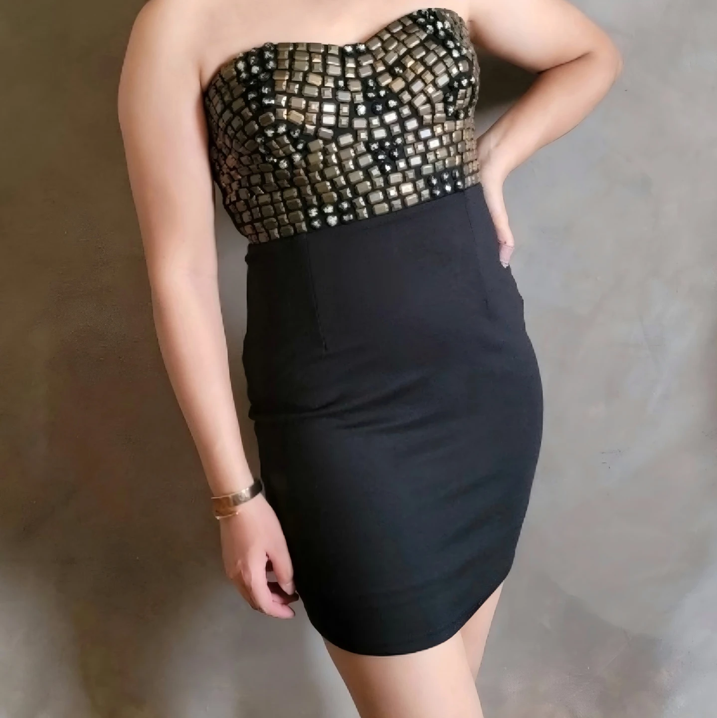 Fredericks of Hollywood Black Strapless Sequin Dress