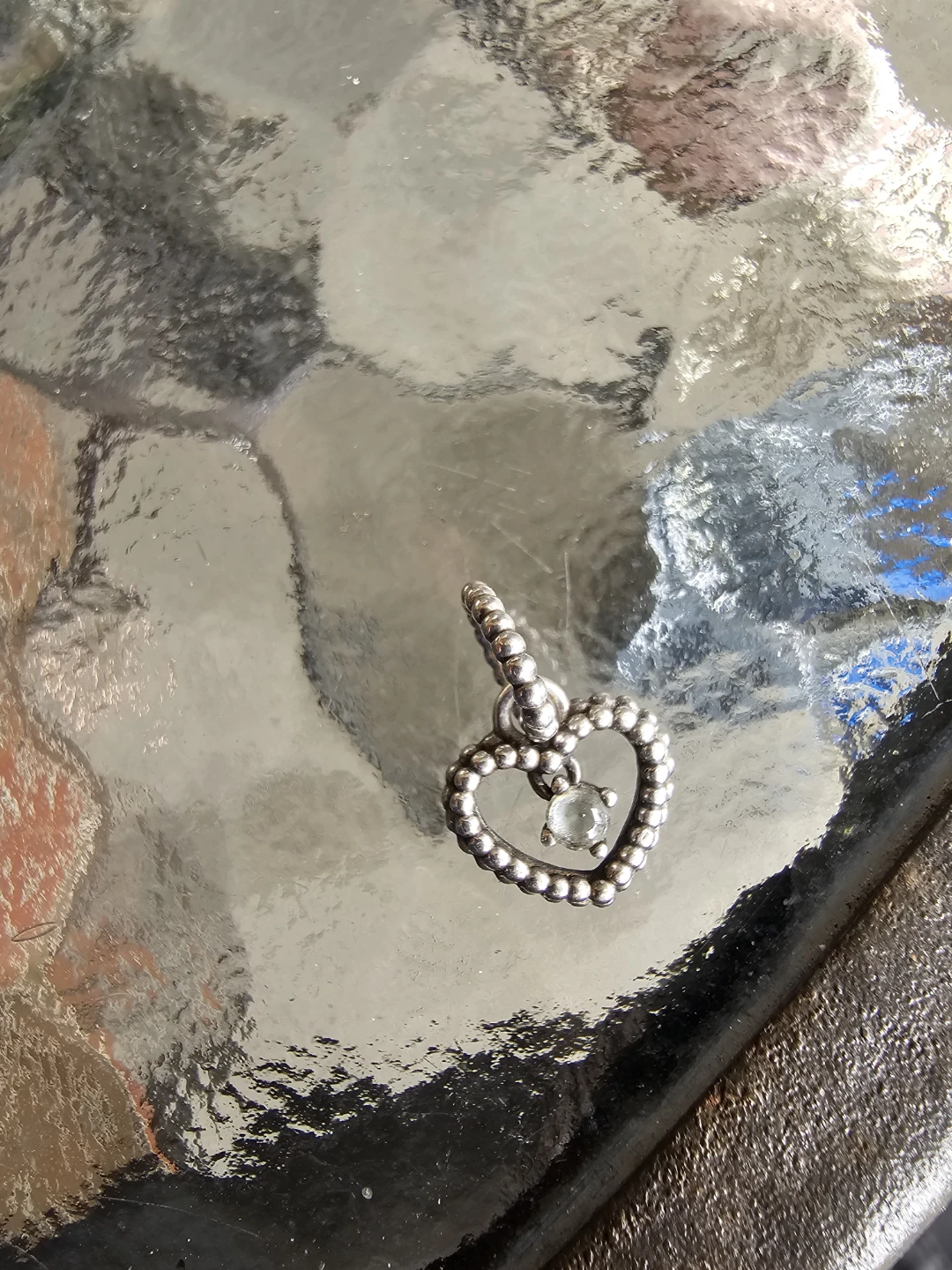 Silver Heart Charm with Stone pandora