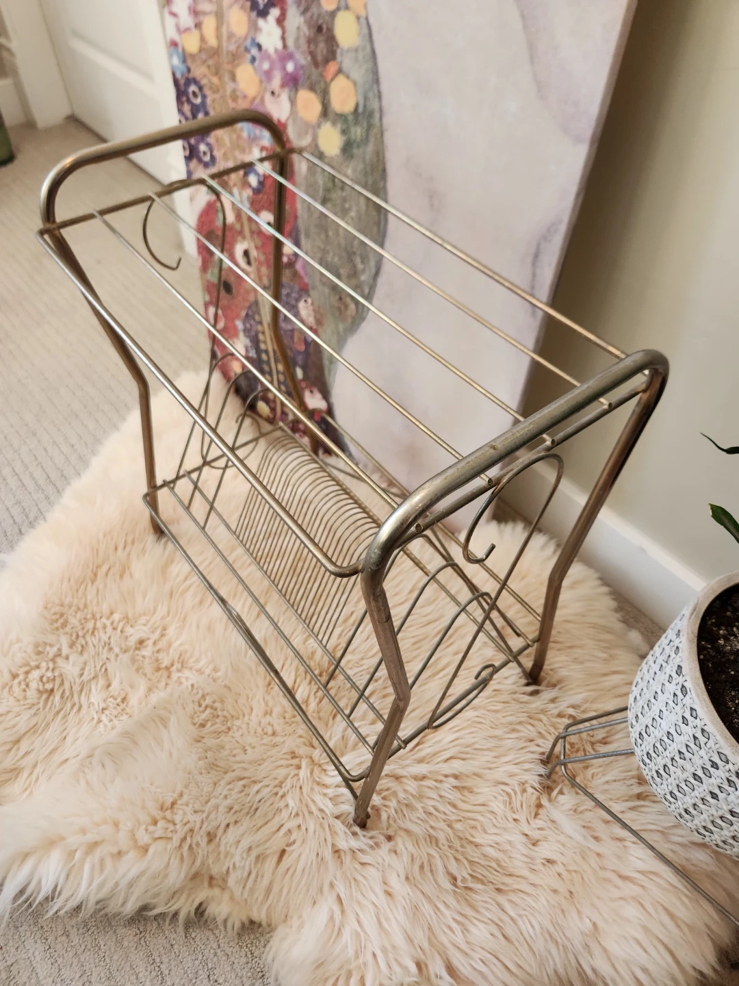 1960's METAL RECORD PLAYER STAND & Record STORAGE! - photo 3