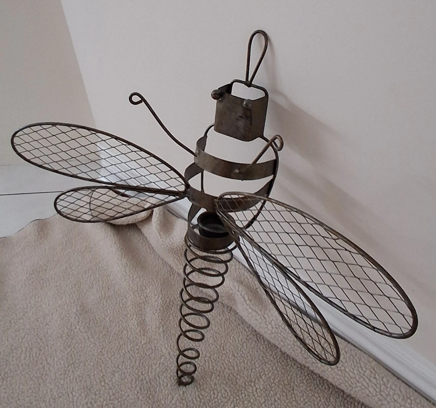 Metal Wire Dragonfly Candle Holder