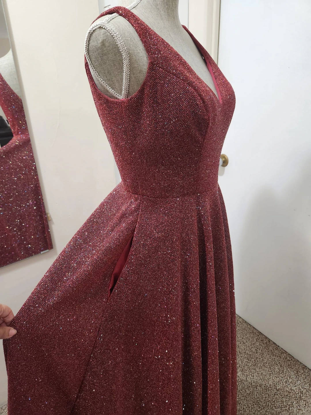 Sparkly Red A-Line Gown - photo 3