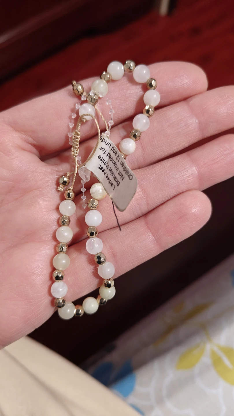 Ladies Bracelet White Beads Gold Tone Accents - photo 3