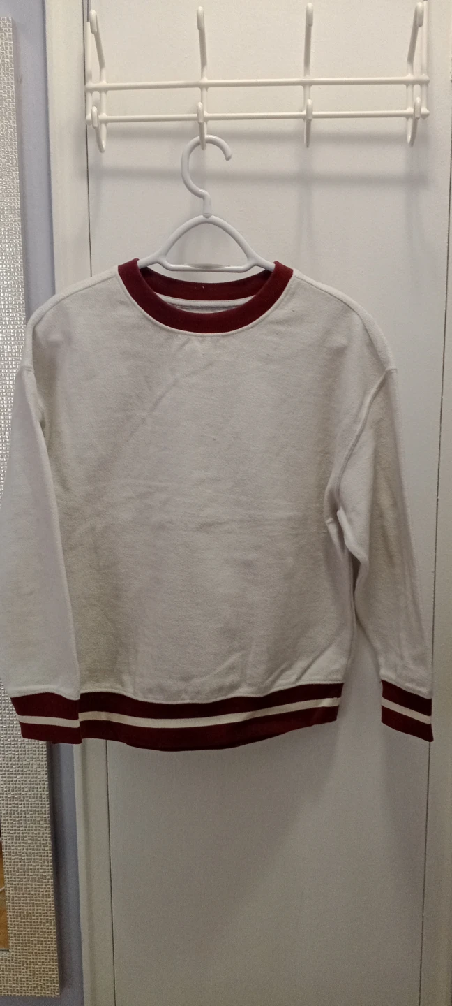Old Navy Oversized Crewneck Sweatshirt - White/Maroon L (10-12)