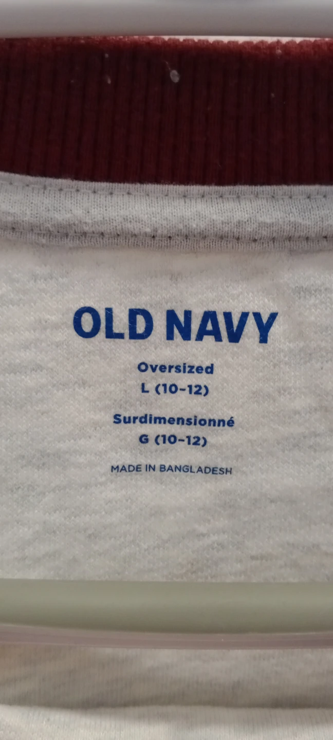 Old Navy Oversized Crewneck Sweatshirt - White/Maroon L (10-12) - photo 2